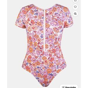 Cupshe Women's Floral Elodie Ditsy Zipper Short Sleeve One Piece Swimsuit Medium